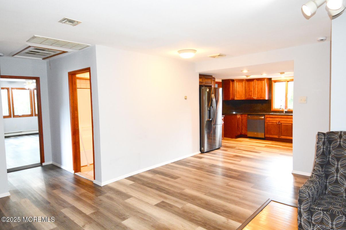 Interior, Kitchen, Stainless Steel Appliances, Wood Texture Flooring
