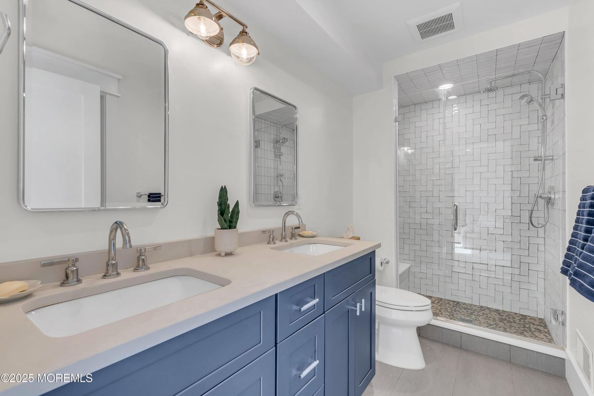 Bathroom, Dual Sink Vanities, Glass Shower, Interior