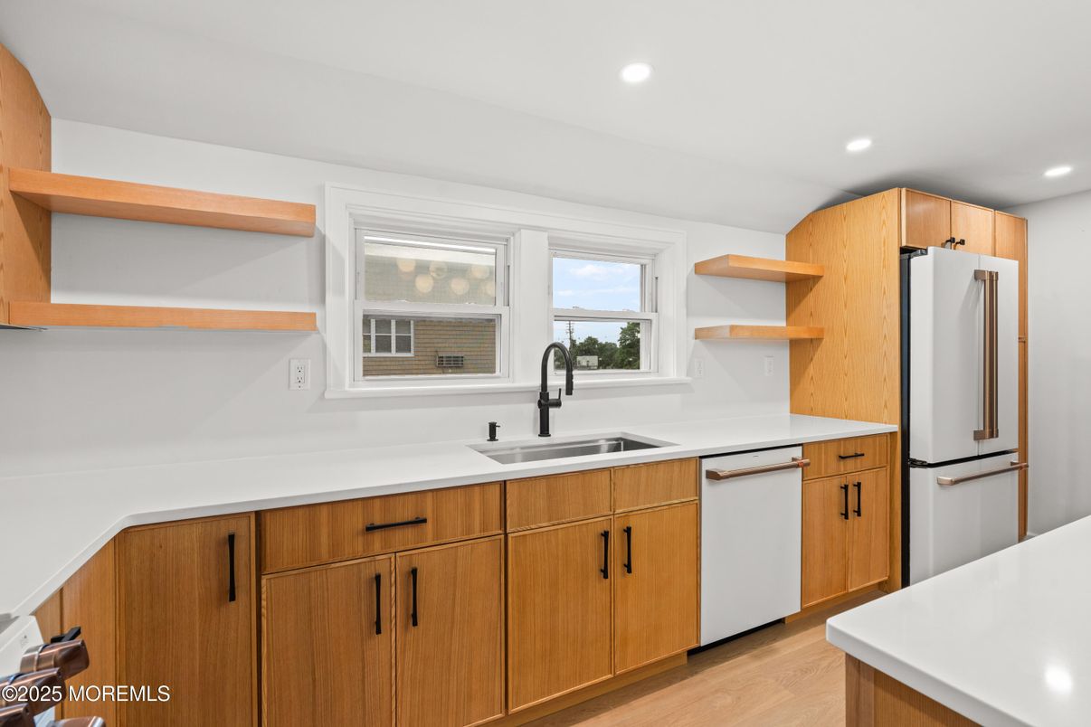 Interior, Kitchen, Recessed Lighting, Wood Texture Flooring