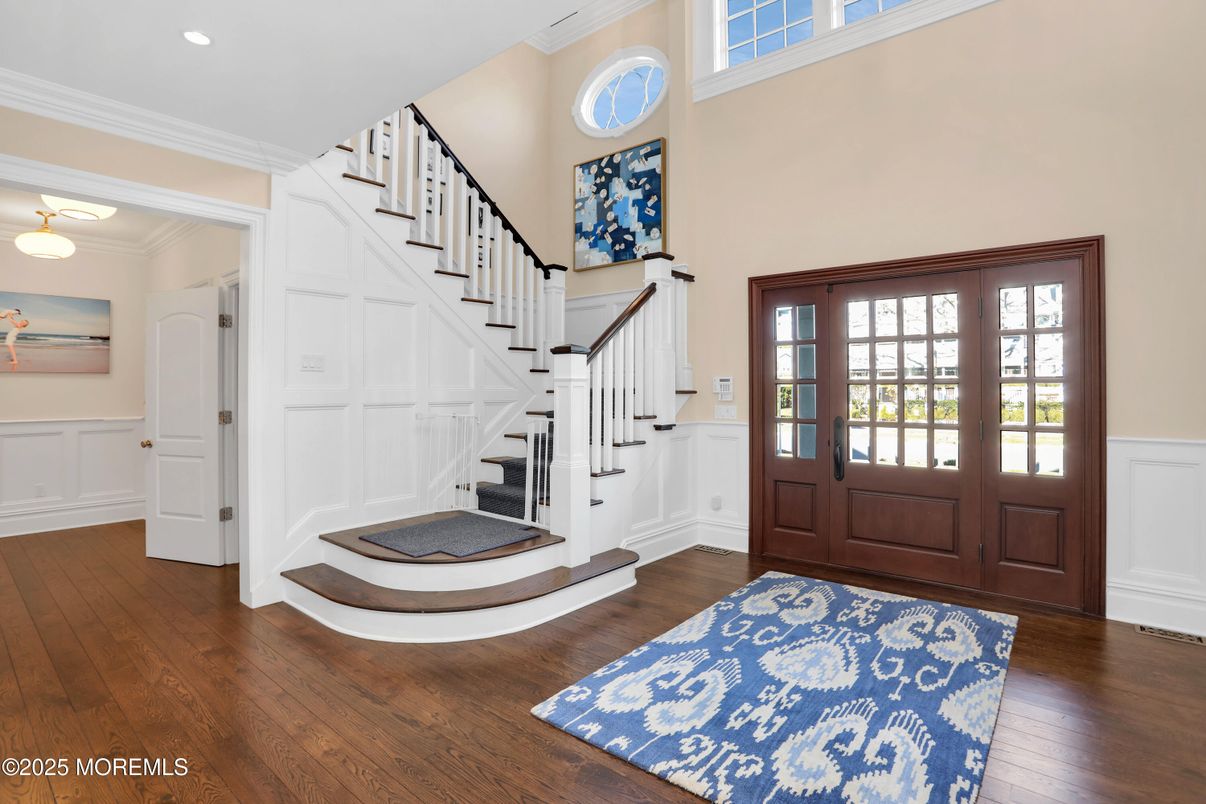 Fireplace, Interior, Pendant Lights, Recessed Lighting, Wood Texture Flooring