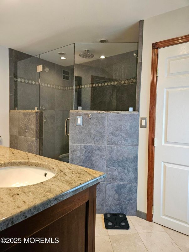 Bathroom, Glass Shower, Interior, Recessed Lighting