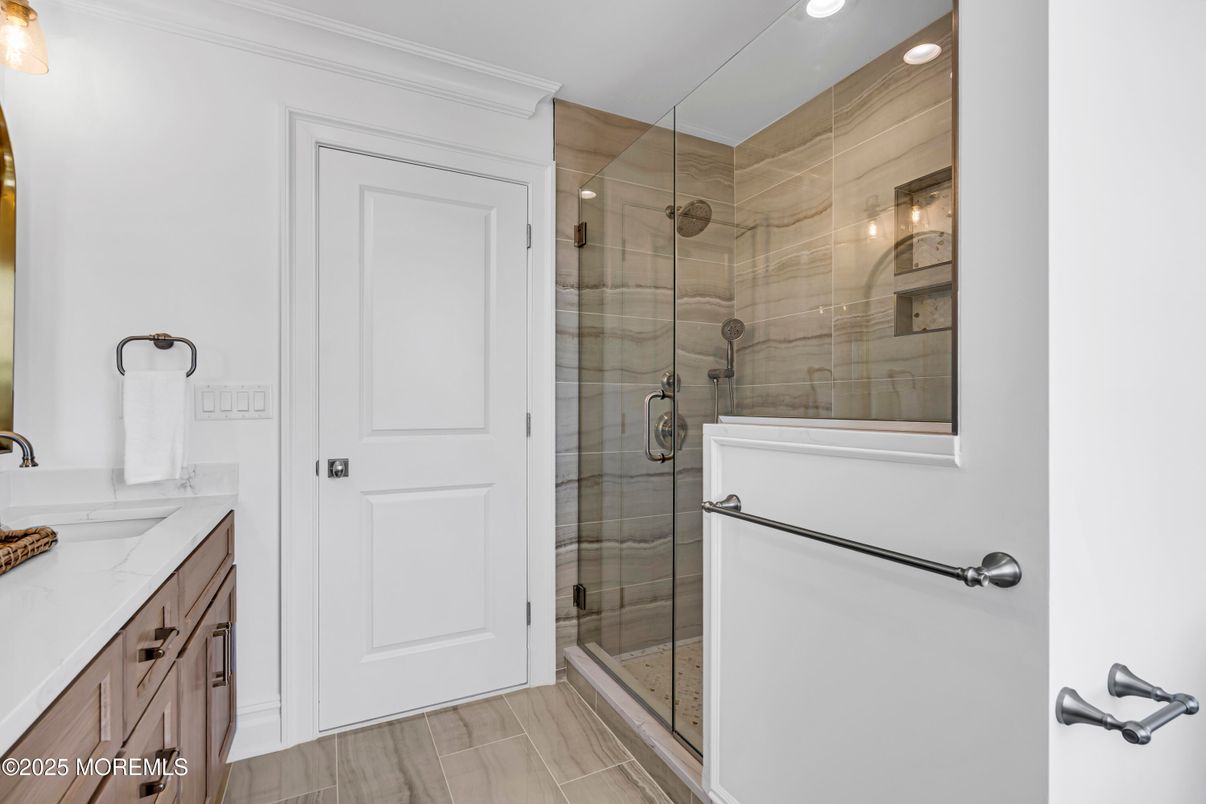 Bathroom, Glass Shower, Interior, Recessed Lighting