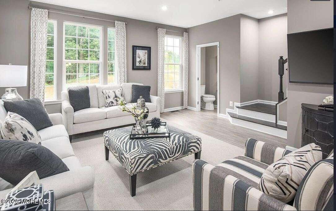 Bathroom, Interior, Living room, Recessed Lighting, Wood Texture Flooring