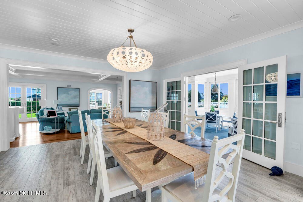 Dining room, Interior, Living room, Pendant Lights, Wood Texture Flooring