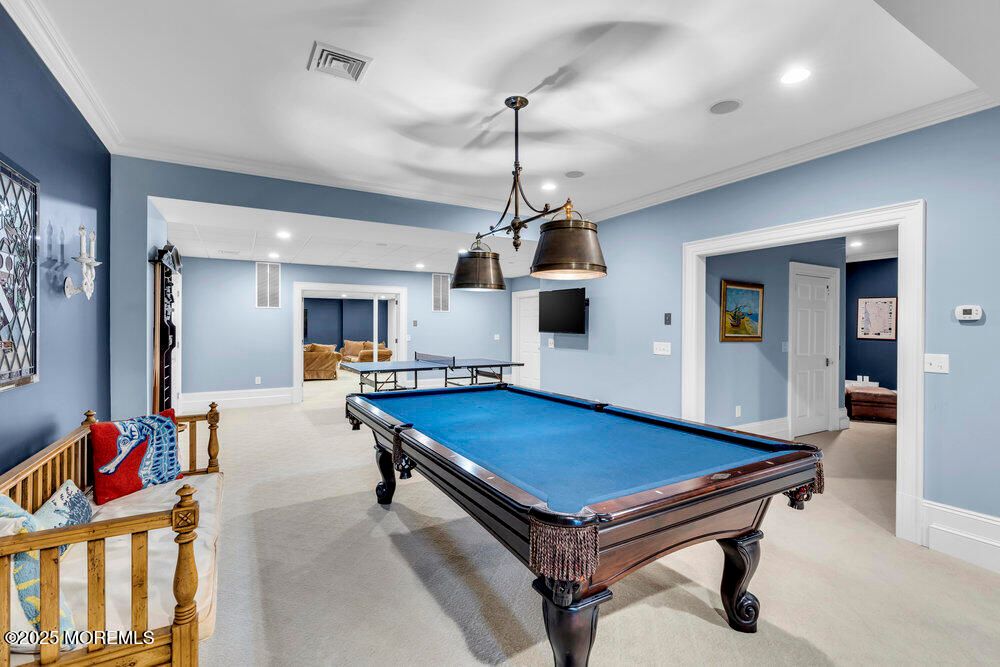 Billiard Table, Game Room, Interior, Pendant Lights, Recessed Lighting