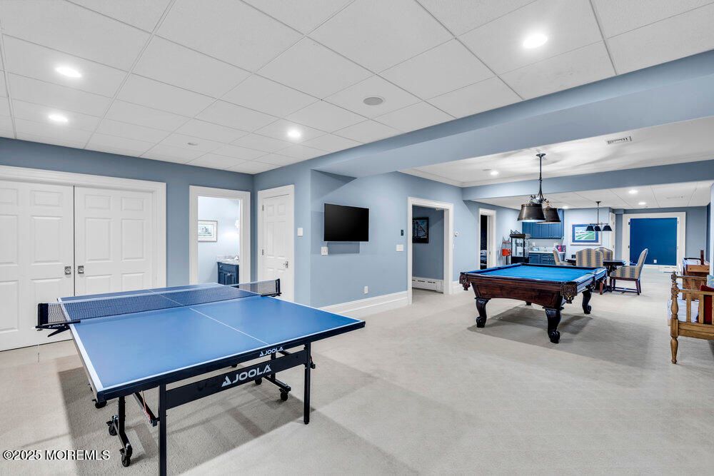Billiard Table, Game Room, Interior, Pendant Lights, Recessed Lighting