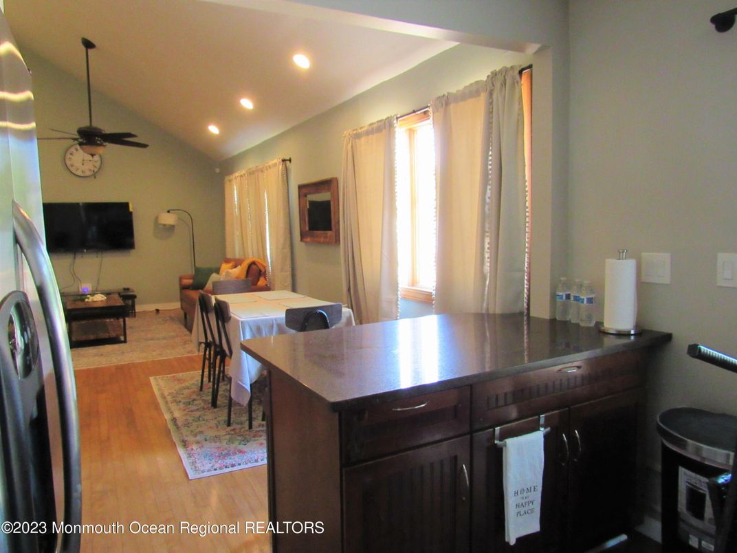 Dining room, Interior, Recessed Lighting, Wood Texture Flooring