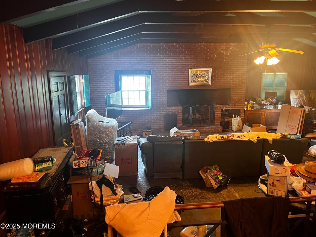 Dining room, Fireplace, Interior, Living room, Stone Walls