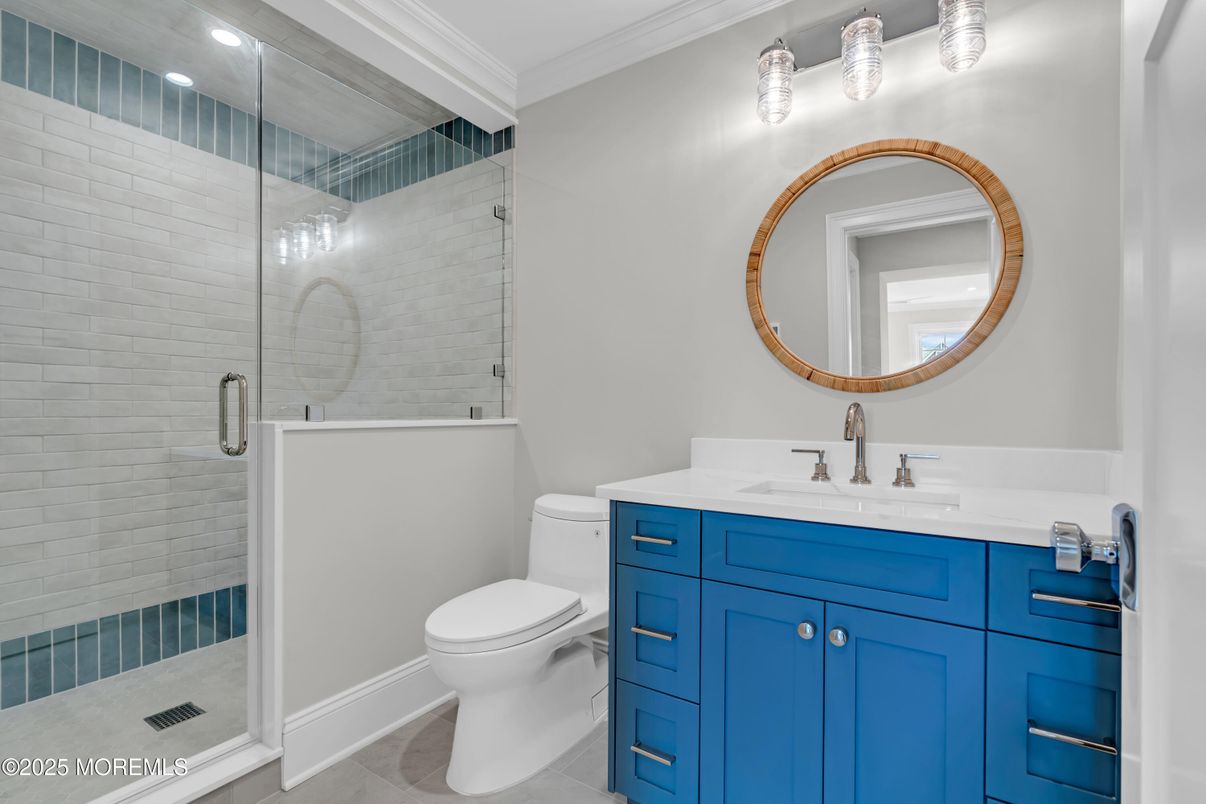 Bathroom, Glass Shower, Interior, Recessed Lighting