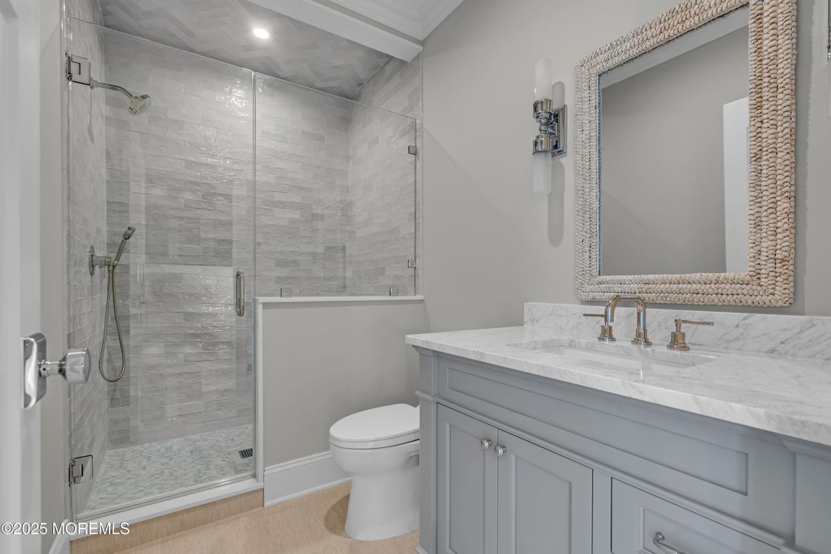 Bathroom, Glass Shower, Interior, Recessed Lighting