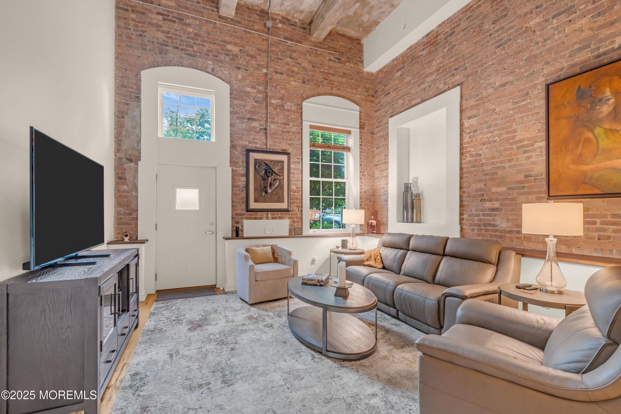 Interior, Living room, Pendant Lights, Stone Walls
