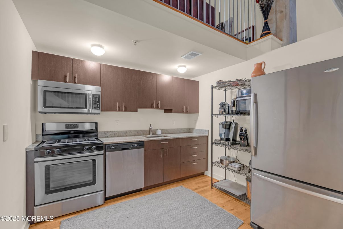 Interior, Kitchen, Stainless Steel Appliances, Wood Texture Flooring