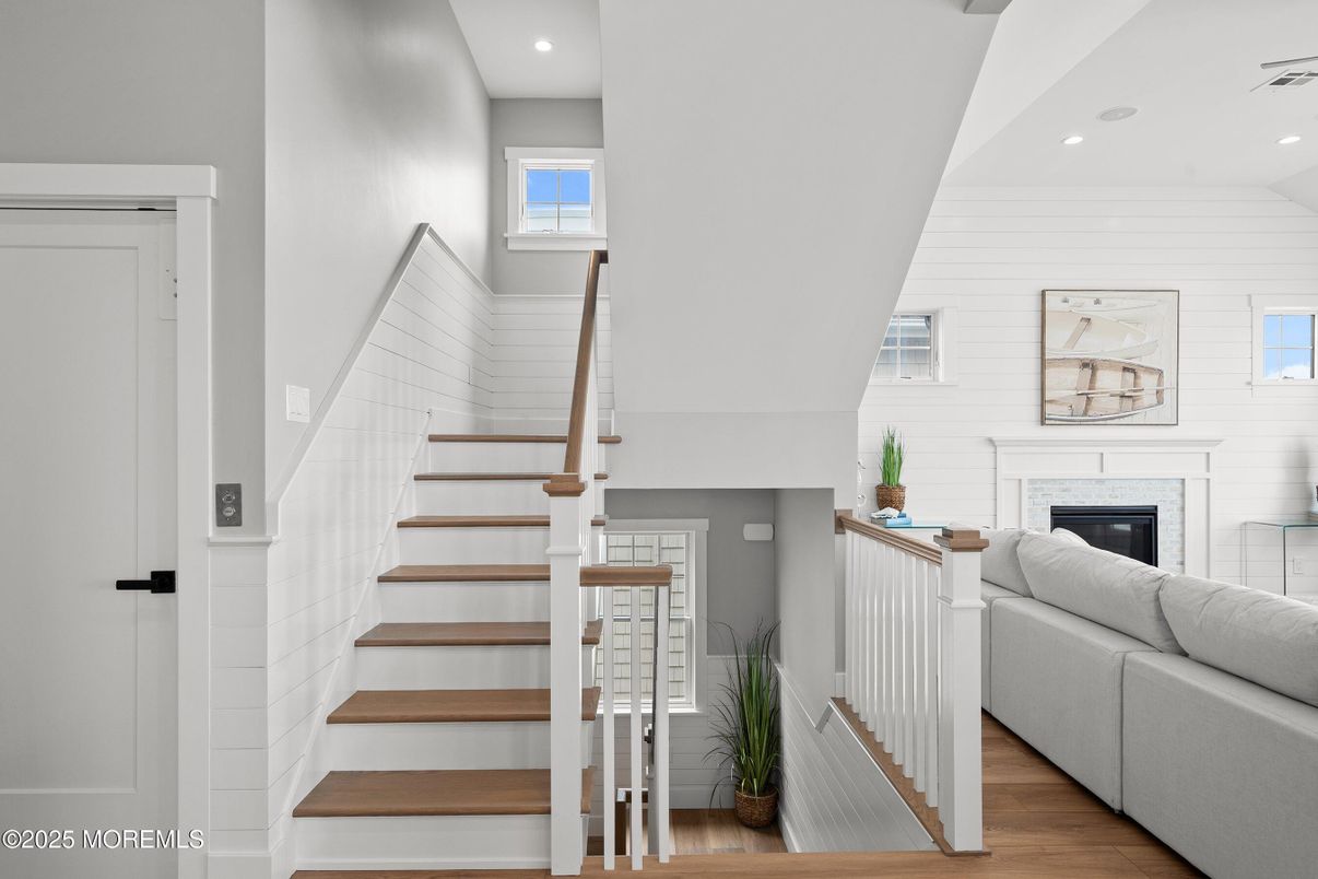 Fireplace, Interior, Recessed Lighting, Wood Texture Flooring