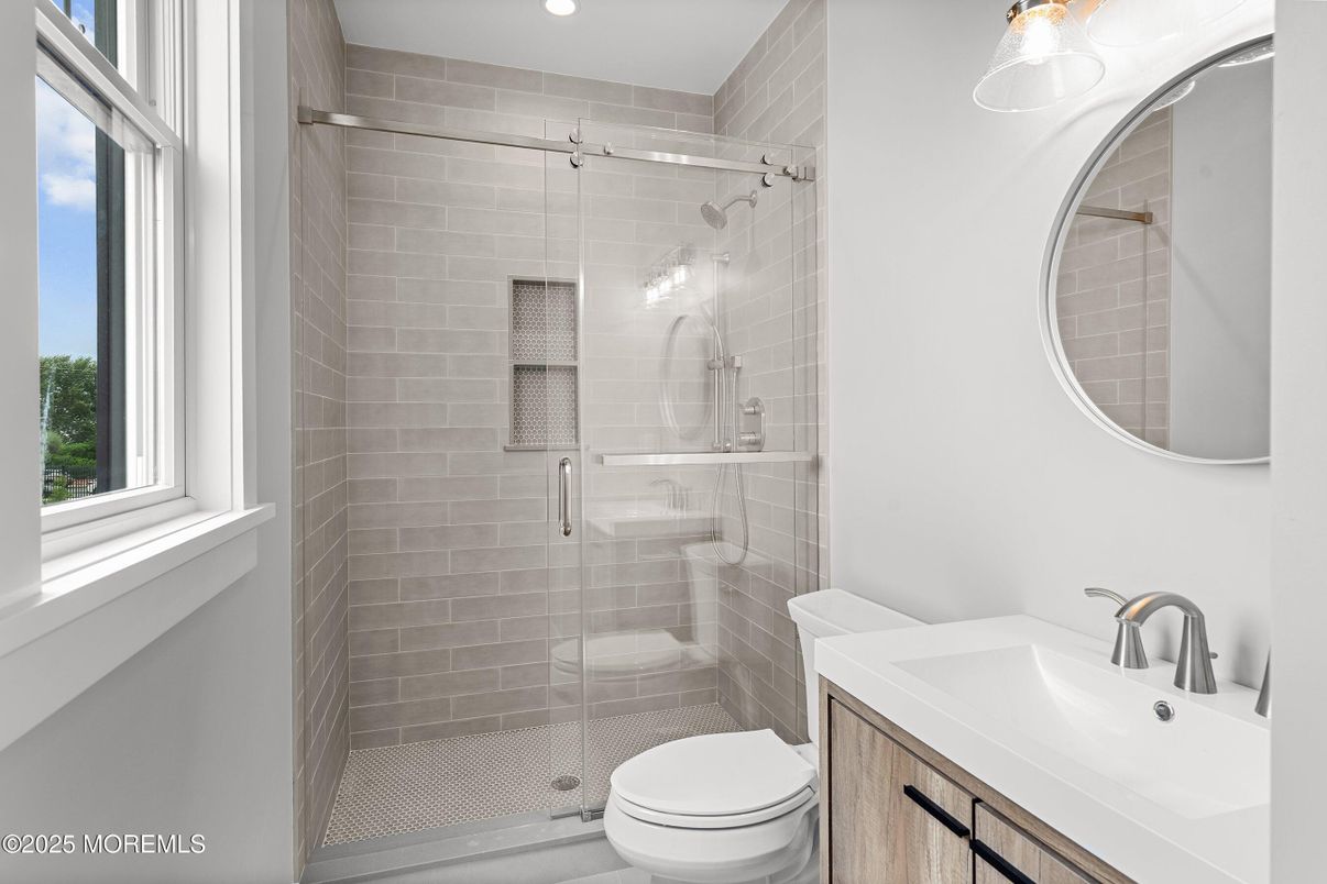 Bathroom, Glass Shower, Interior, Recessed Lighting