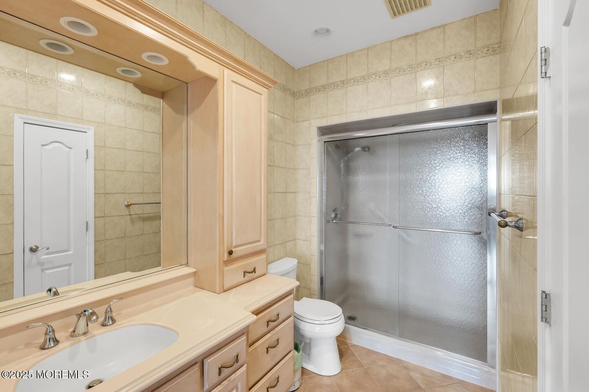 Bathroom, Glass Shower, Interior, Recessed Lighting