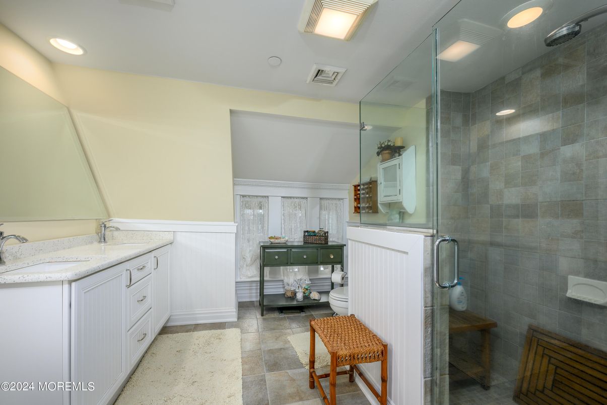 Bathroom, Glass Shower, Interior, Recessed Lighting