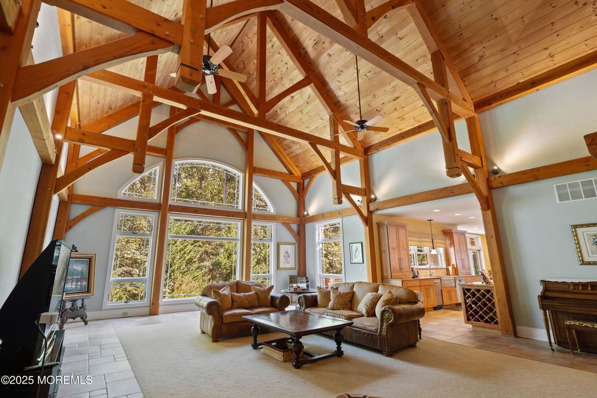 Fireplace, Interior, Living room, Piano, Recessed Lighting, Wooden Beams, Wooden Ceilings