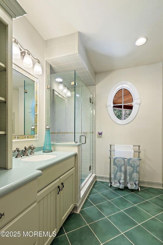 Bathroom, Glass Shower, Interior, Recessed Lighting