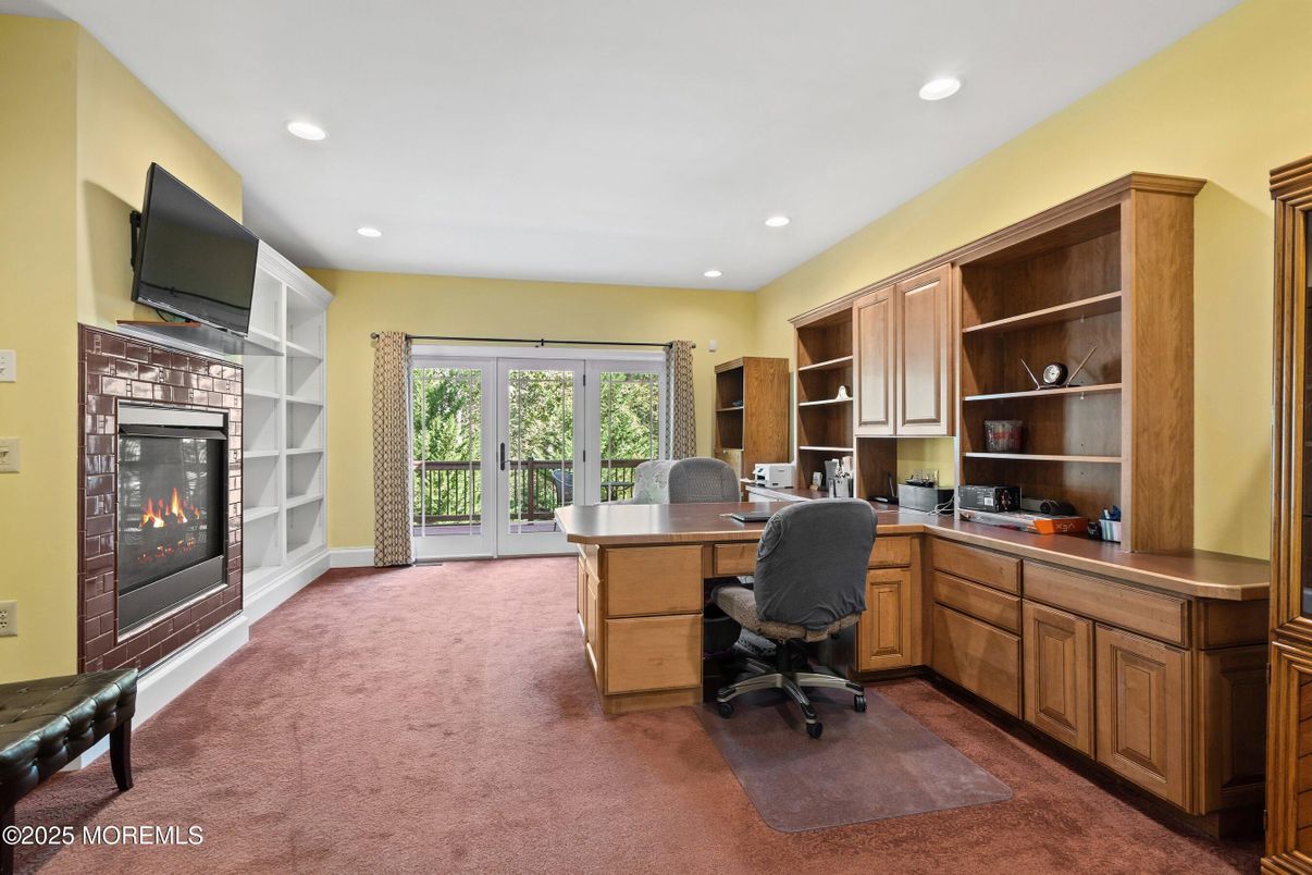 Fireplace, Home Office, Interior, Recessed Lighting
