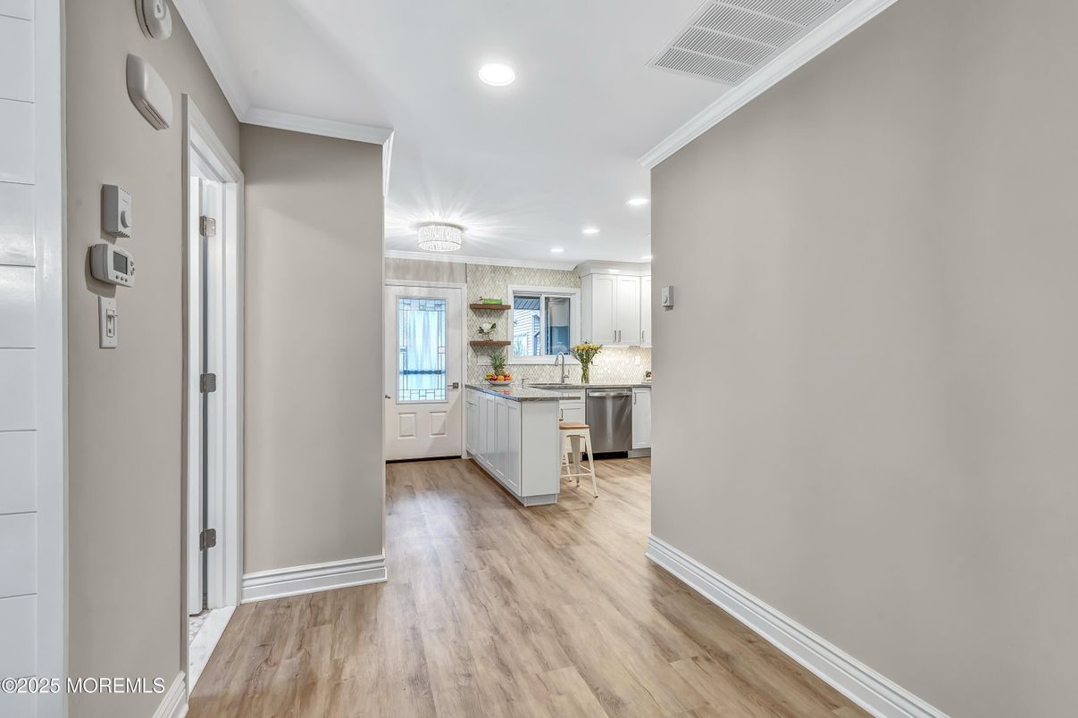 Interior, Kitchen, Recessed Lighting, Wood Texture Flooring