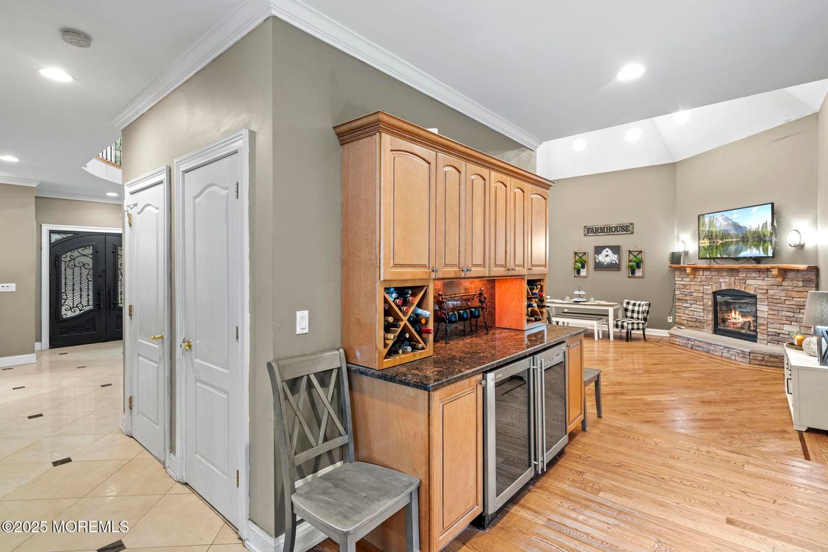Fireplace, Interior, Recessed Lighting, Wood Texture Flooring