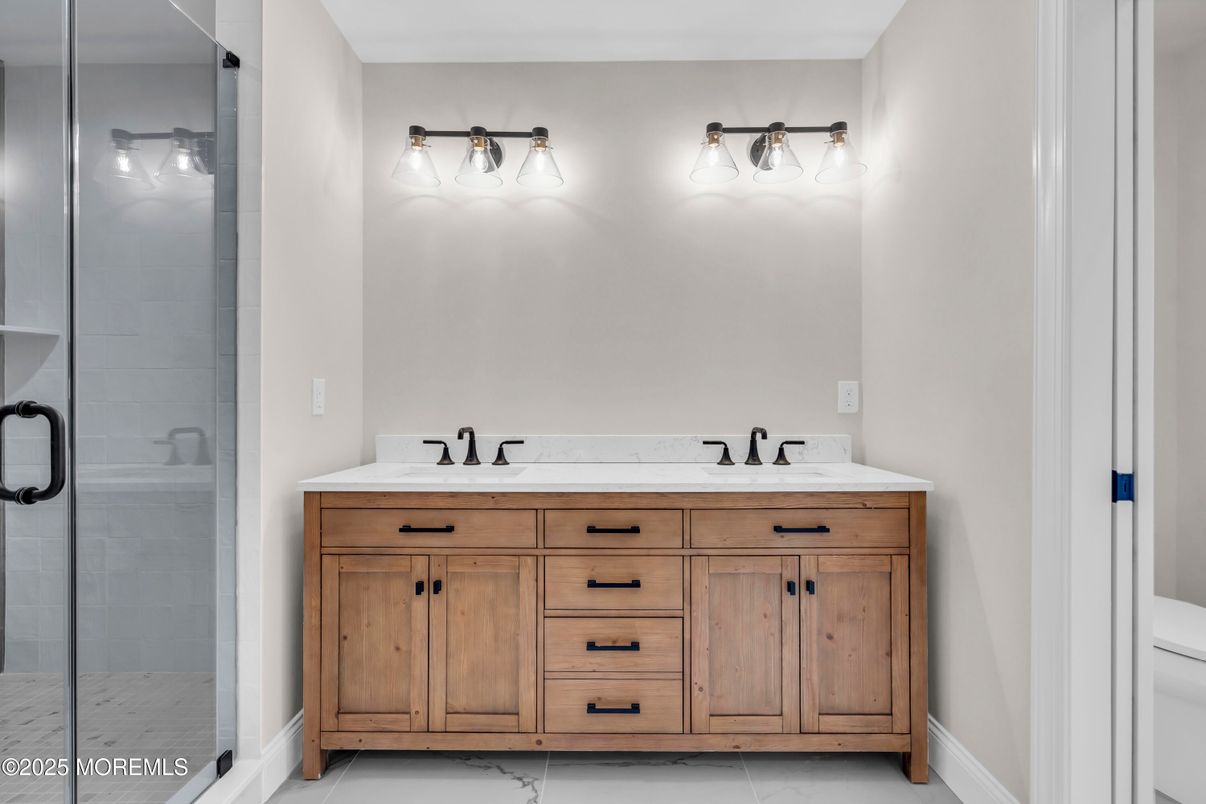 Bathroom, Dual Sink Vanities, Glass Shower, Interior