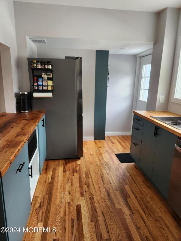 Interior, Kitchen, Stainless Steel Appliances, Wood Texture Flooring