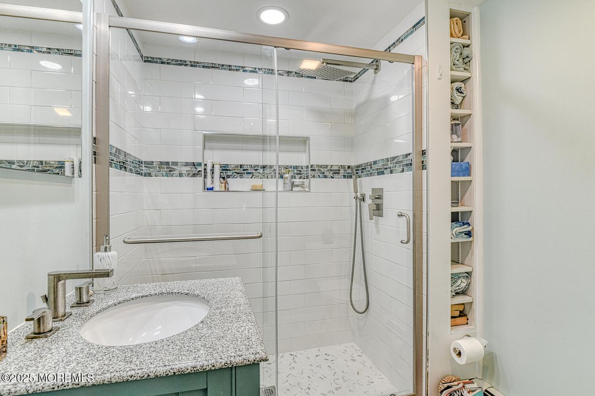 Bathroom, Glass Shower, Interior, Recessed Lighting