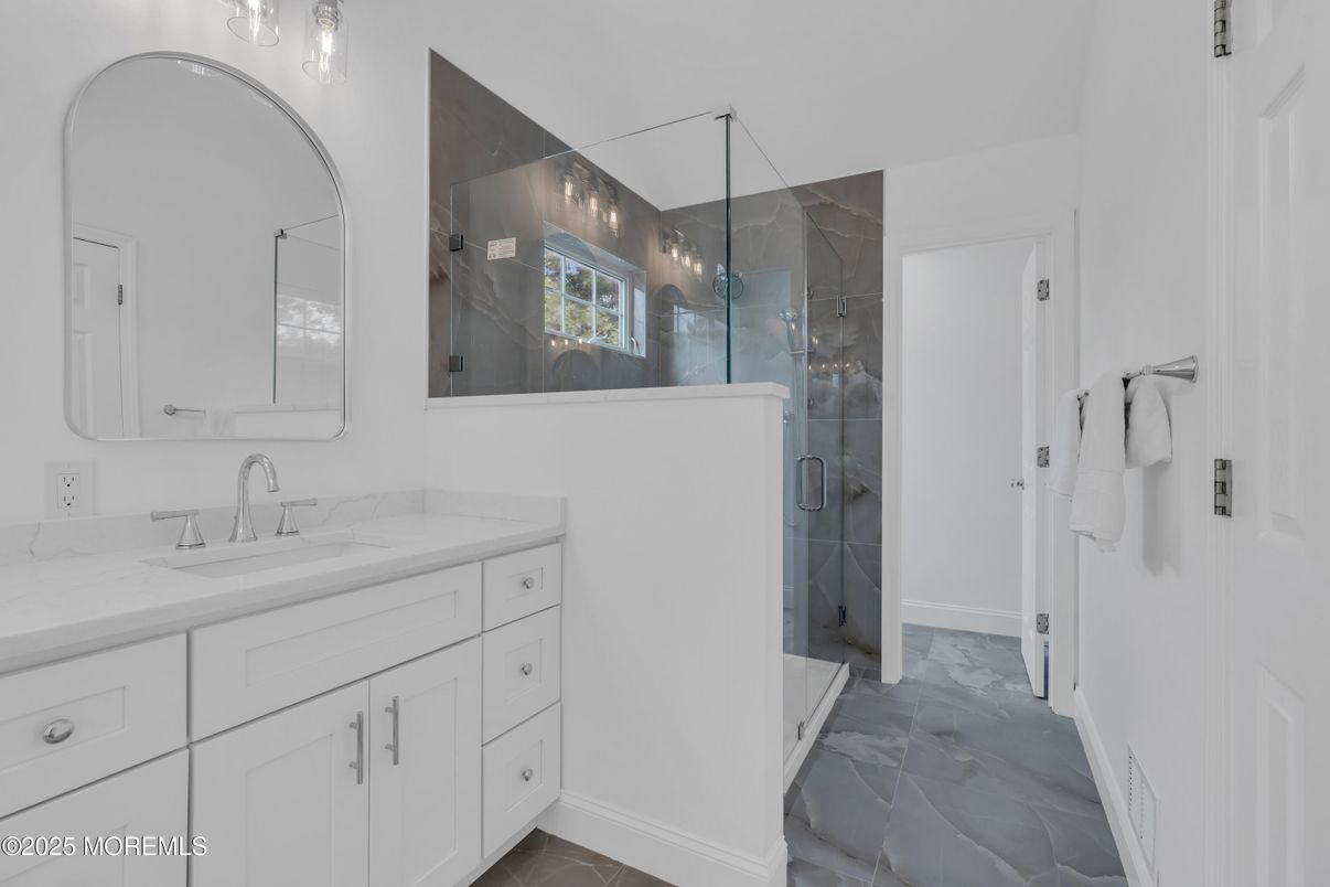 Bathroom, Dual Sink Vanities, Glass Shower, Interior