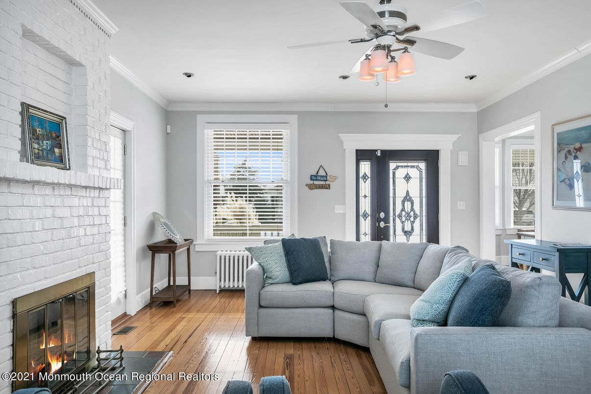 Fireplace, Interior, Living room, Stone Walls, Wood Texture Flooring