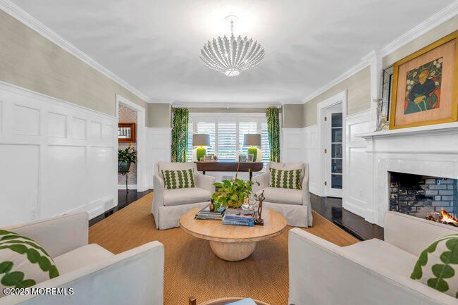 Chandelier, Fireplace, Interior, Living room, Wood Texture Flooring