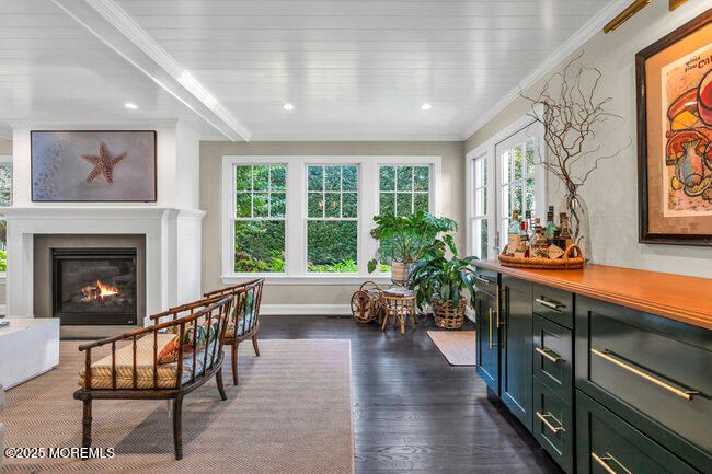 Fireplace, Interior, Recessed Lighting, Wood Texture Flooring