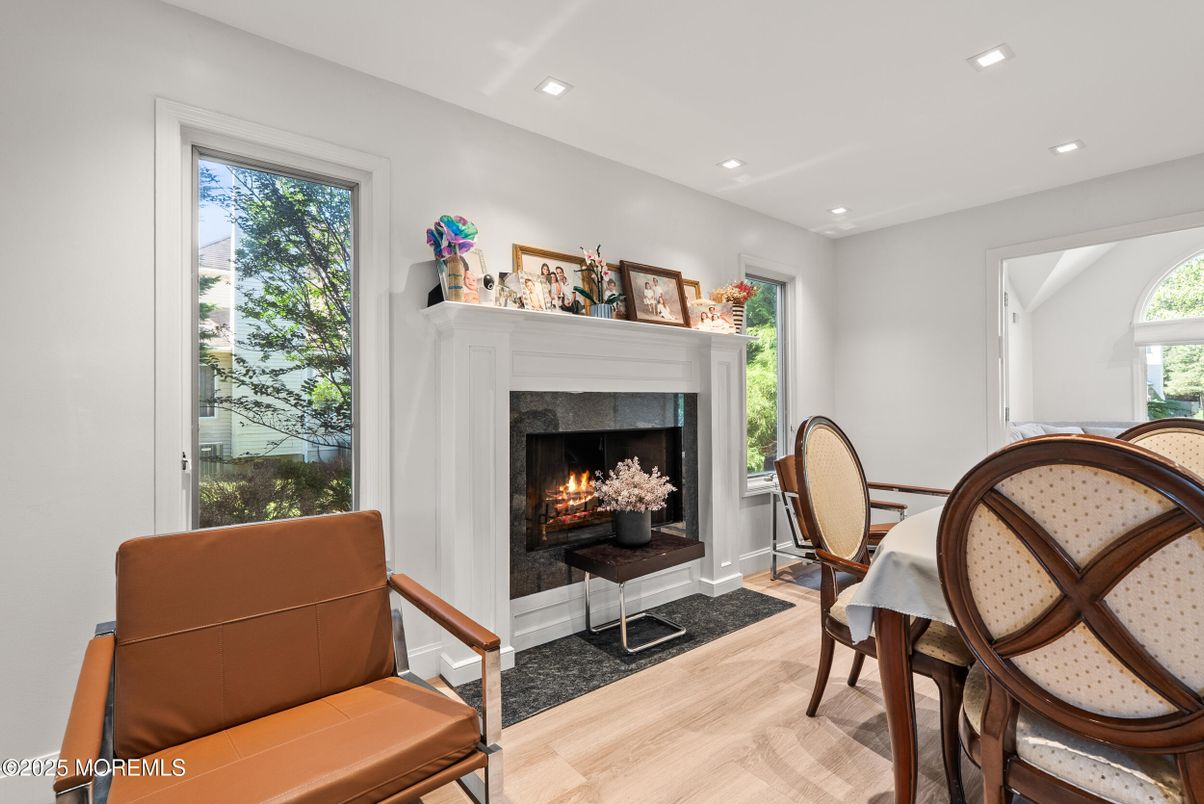 Fireplace, Interior, Recessed Lighting, Wood Texture Flooring