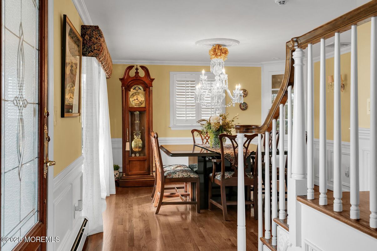 Chandelier, Dining room, Interior, Wood Texture Flooring