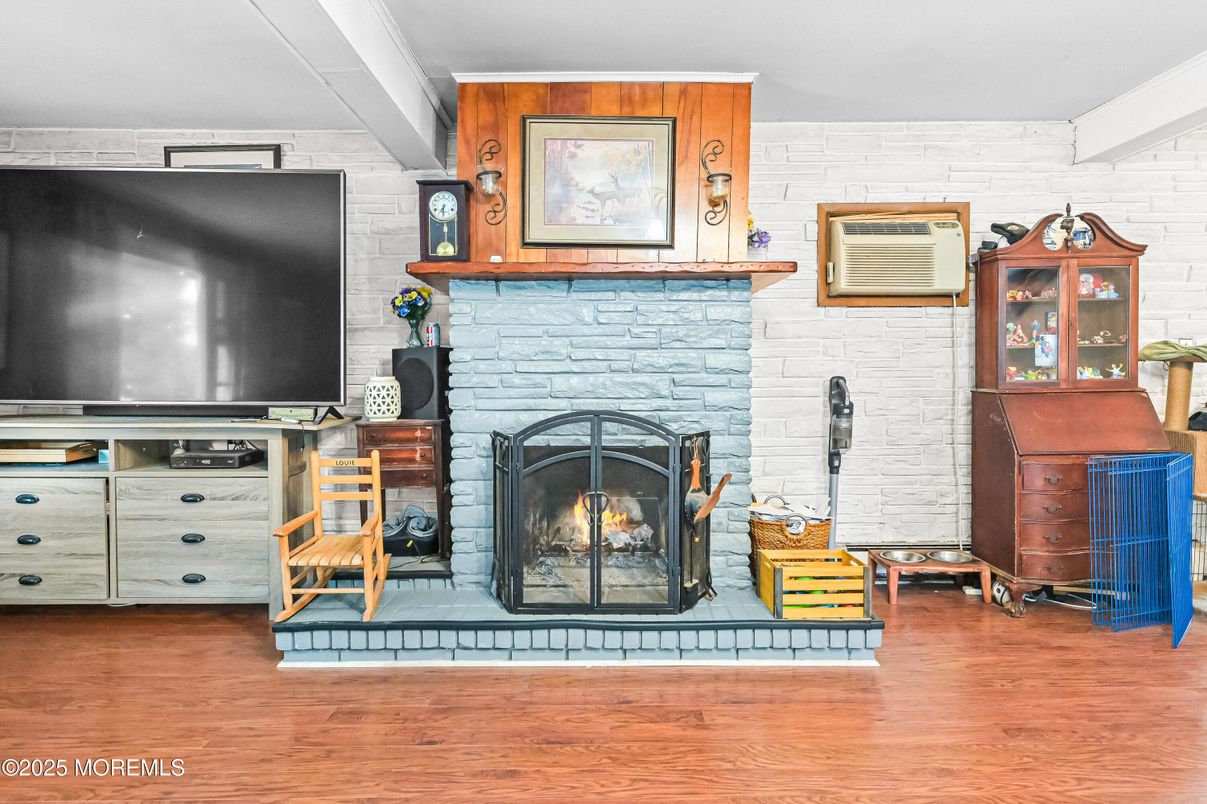 Fireplace, Interior, Stone Walls, Wood Texture Flooring