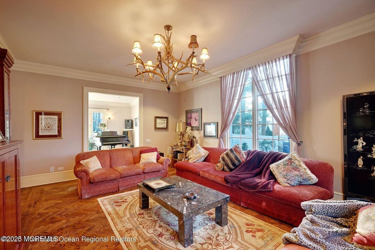 Chandelier, Interior, Living room, Piano, Wood Texture Flooring