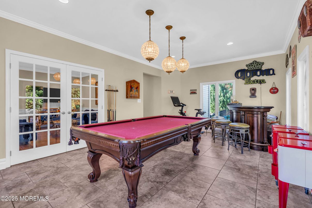 Billiard Table, Game Room, Interior, Pendant Lights, Recessed Lighting