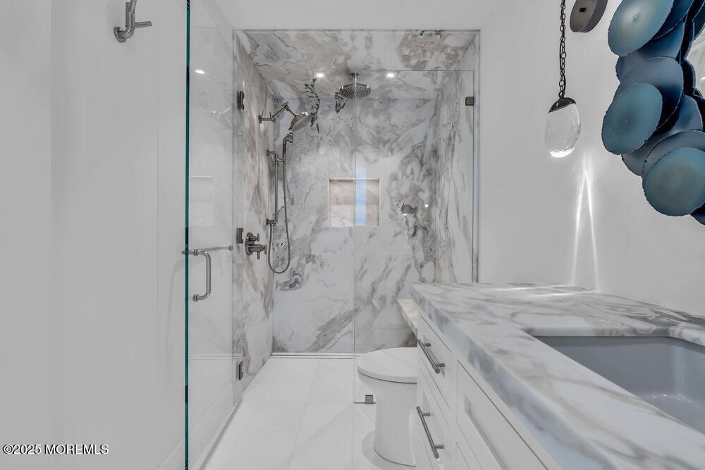 Bathroom, Glass Shower, Interior, Marble Walls