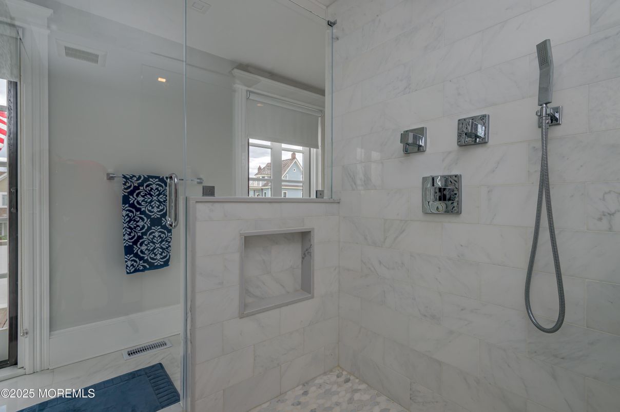 Bathroom, Glass Shower, Interior, Marble Walls