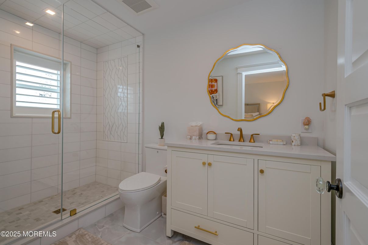 Bathroom, Glass Shower, Interior, Recessed Lighting