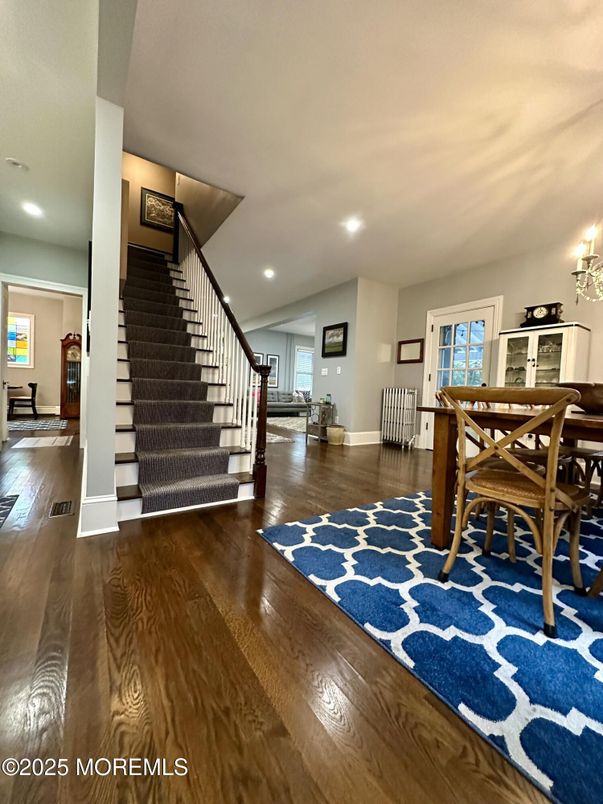 Dining room, Interior, Recessed Lighting, Wood Texture Flooring