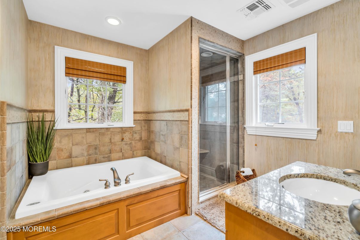 Bathroom, Glass Shower, Interior, Recessed Lighting
