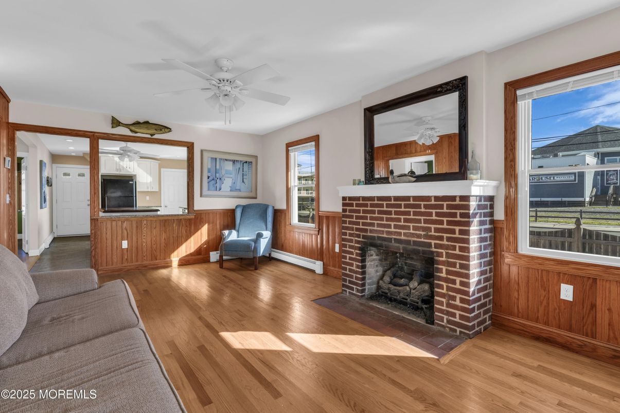 Fireplace, Interior, Recessed Lighting, Wood Texture Flooring