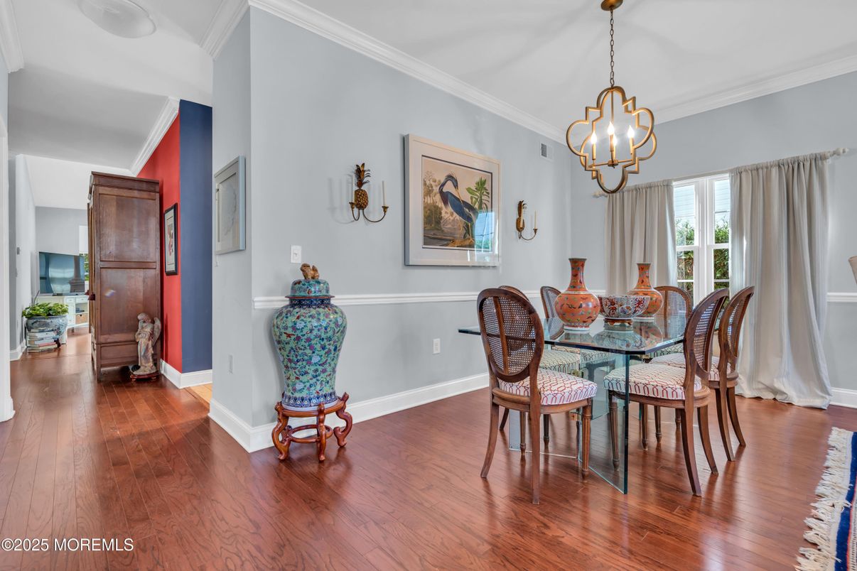 Chandelier, Dining room, Interior, Pendant Lights, Wood Texture Flooring