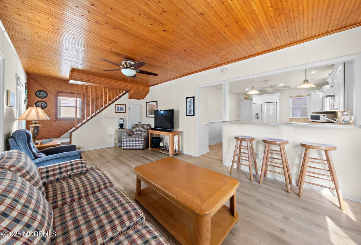 Interior, Kitchen, Pendant Lights, Wooden Ceilings, Wood Texture Flooring