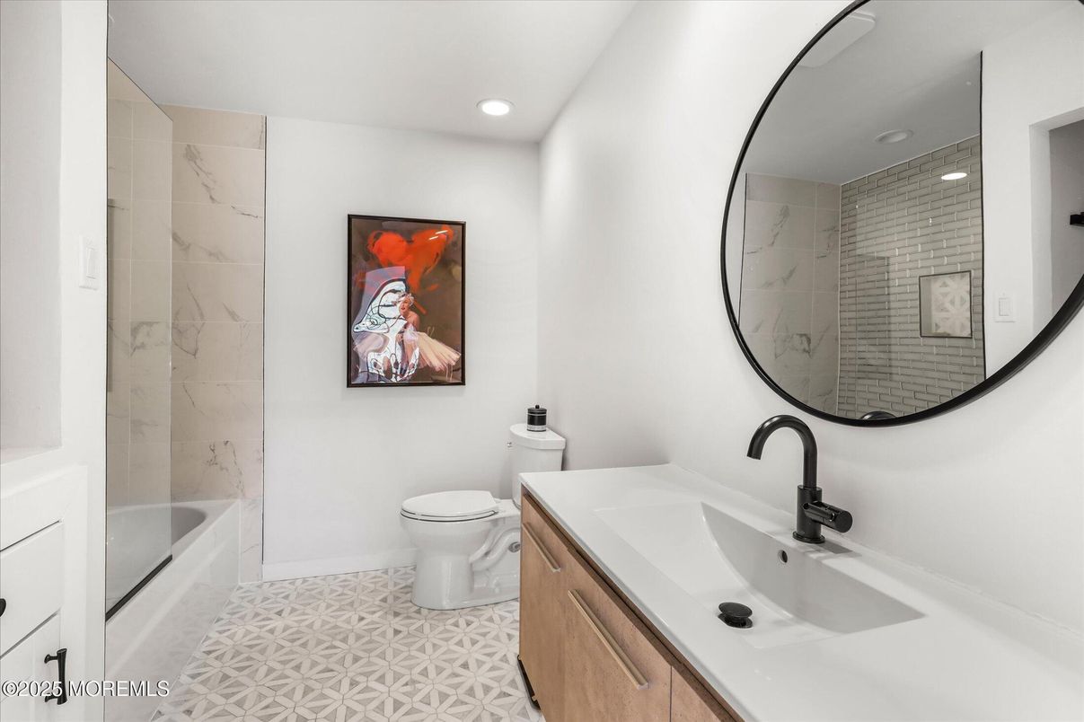 Bathroom, Glass Shower, Interior, Marble Walls, Recessed Lighting