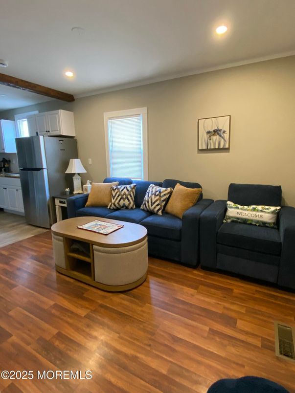 Interior, Kitchen, Living room, Recessed Lighting, Wood Texture Flooring