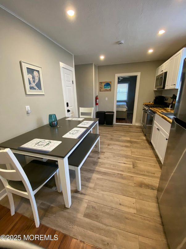 Interior, Kitchen, Recessed Lighting, Wood Texture Flooring