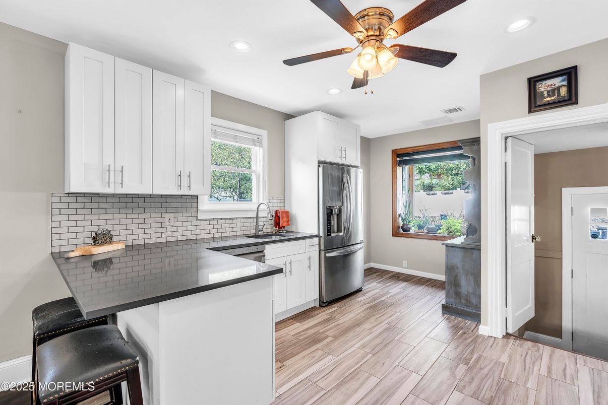 Interior, Kitchen, Recessed Lighting, Wood Texture Flooring