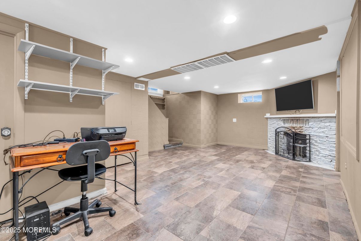 Fireplace, Home Office, Interior, Recessed Lighting